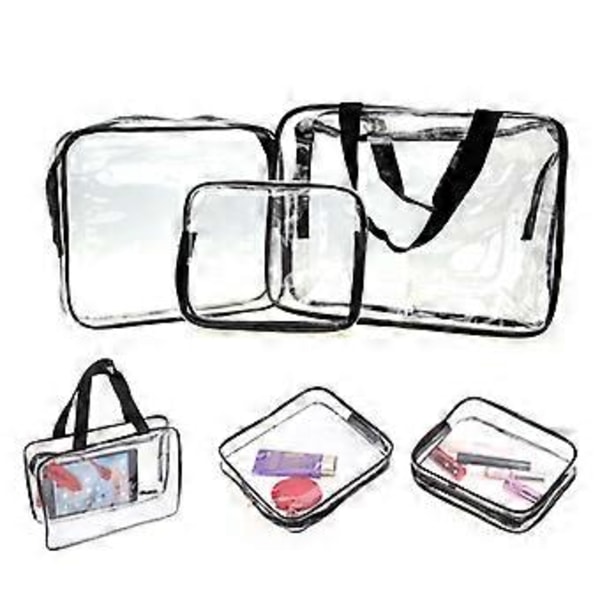 3-pack Genomskinlig Transparent Sminkväska transparent()