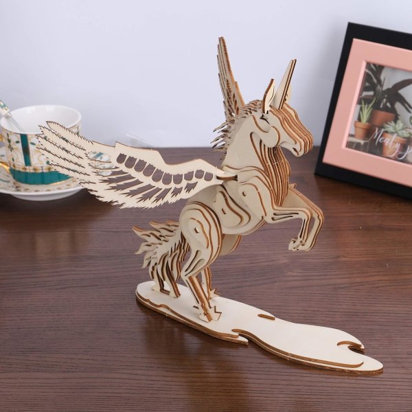 3D träpussel trä Unicorn Model Kit för vuxna tonåringar att bygga