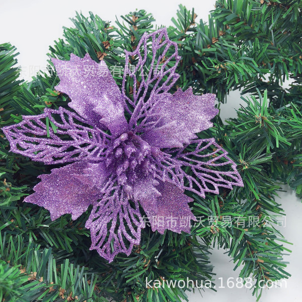 Joulu Suuri Poinsetti Glitter Kukka Puu Ripustus Juhla Xmas Koriste (Violetti)