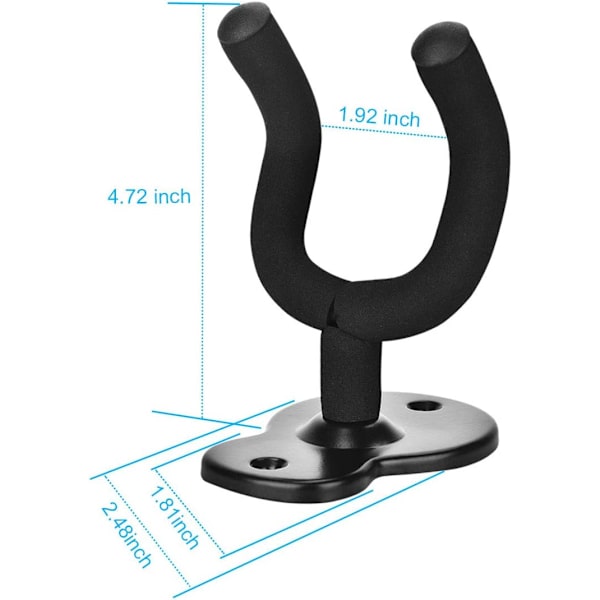 2-pack väggfäste för gitarr i metall, med skyddande svamp, lämplig
