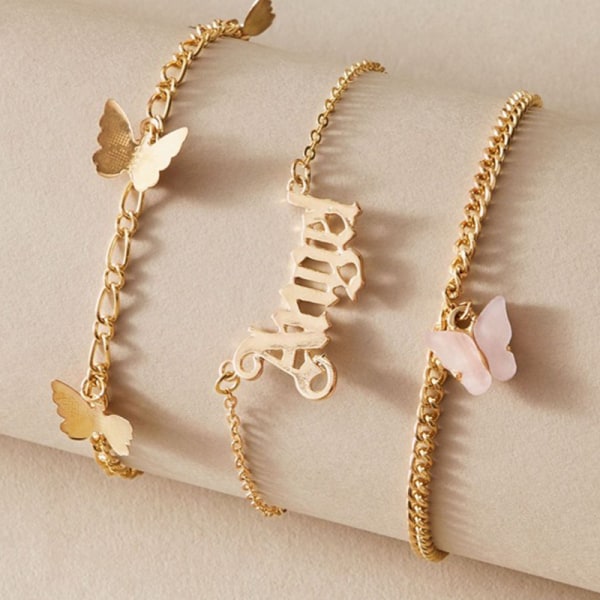 Layered Anklet Gold Butterfly Ankles Beach Crystal Ankel Armband