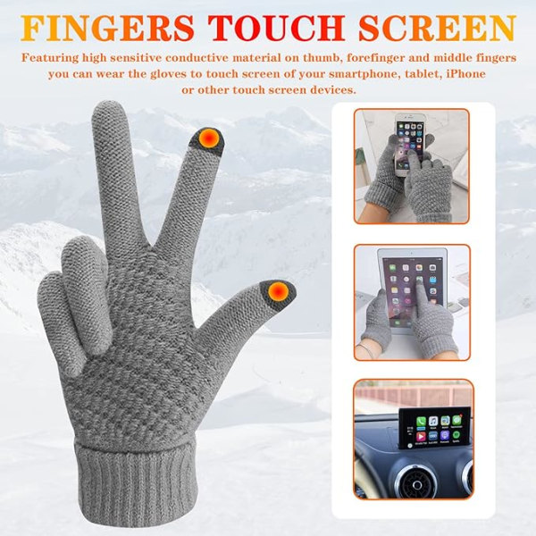 2 par kvinders vinter touch screen handsker varme fleeceforet strik