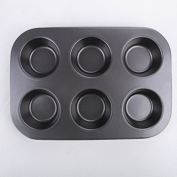 Dyb robust muffin fe kage 6 kop non-stick bageplade til Yorkshire budding tærter, cupcakes, muffin og brownies, kulstofstål