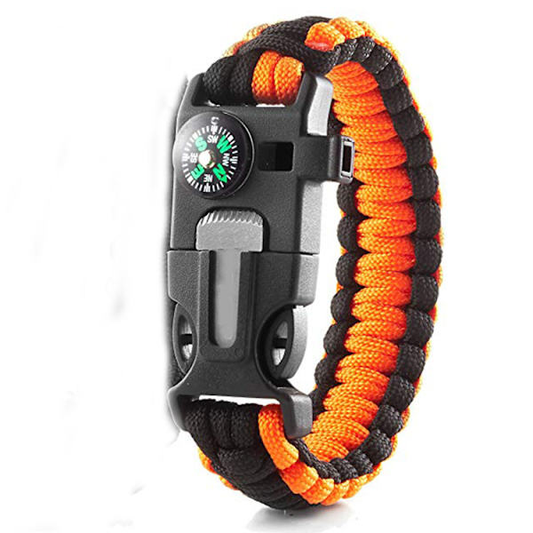 Overlevelsesarmbånd, Overlevelsessett med Paracord med Kompass, Fløyte,