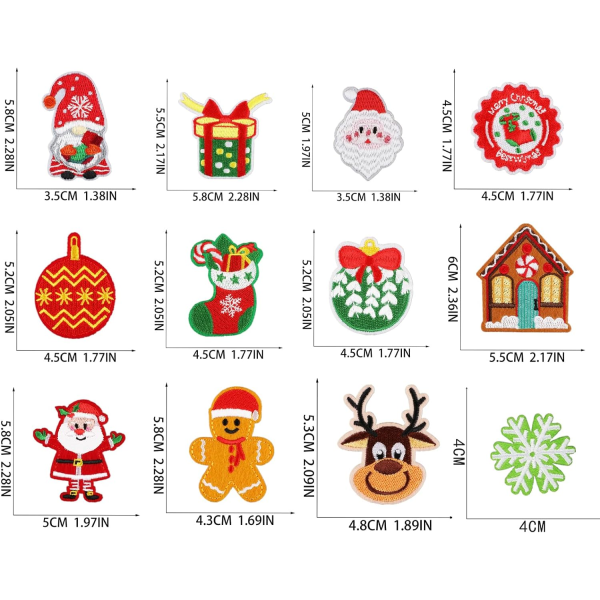 26 stk. julejern og sy broderede patches til håndværk, clot