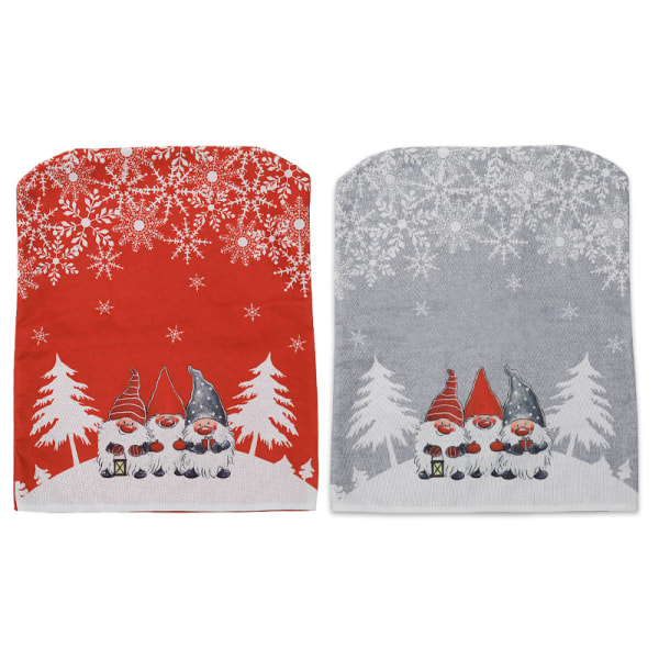 2 Piece Christmas Chair Cover Cartoon Red and Gray Table and Chai