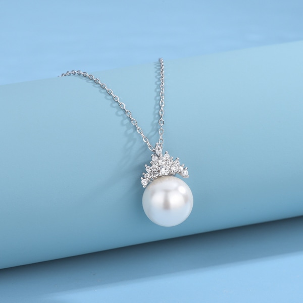 S925 argent sterling enkel collier de perle pour les femmes été nouveau stil sophistiqué enkel hel diamant pendentif