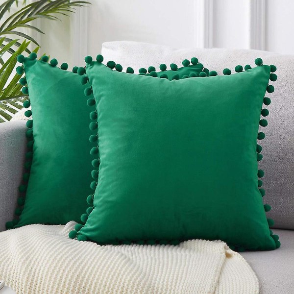 Kuddfodral Solid mjuk sammet Dekorativa fyrkantiga kuddfodral för bondgårdssoffa soffa grön