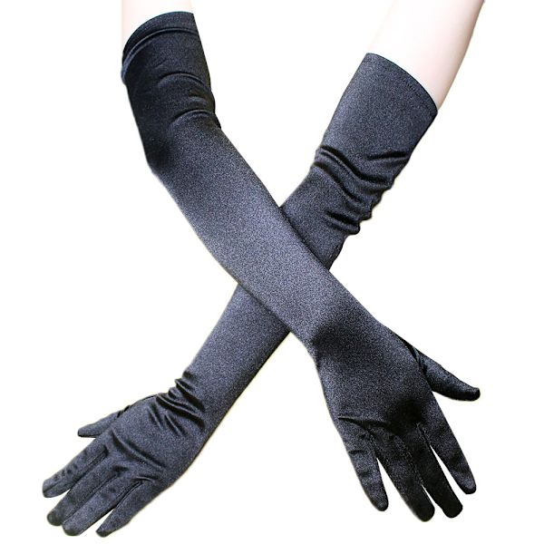 Lång klänning satin handskar bröllop show bal handskar kostym accessoar