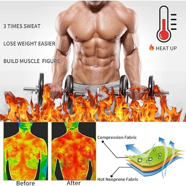Män Neopren Bastu Midjetränare Korsett Svettbälte Träning Fitness