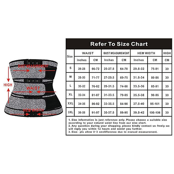 Midjetrener Snatch Bandage Mage Svetteomslag Plus Size Treningsmidjetrimmer for kvinner (L)