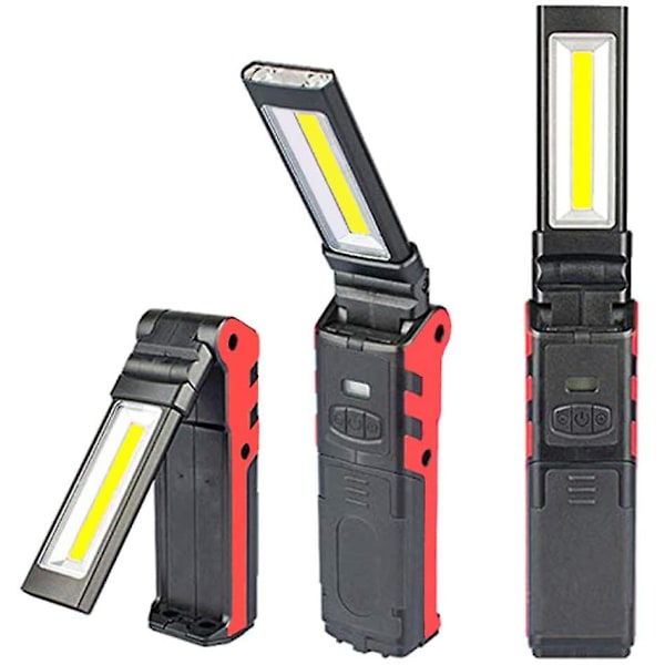 Genopladelig USB-arbejdslampe, COB-lommelygte, LED-inspektionslampe med magnetfod (1 stk.)