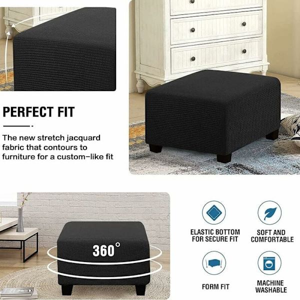 (sort) Stretch Slipcovers, Firkantede Spandex Stof Slipcovers til
