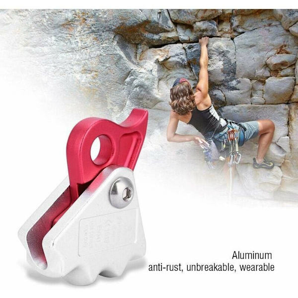 Klätterbroms - Stabil 15KN Automatisk Stoppbroms Automatisk Låsning Anordning för 9-12mm Rep Räddningsklättring Utrustning, (Rosa Vit)