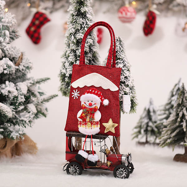 Julegavepose Langben Tote Taske 3D Figur Julegodtepose Børns Julegaver (Julemanden)