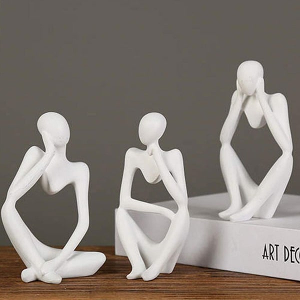 Tänkerstaty - Resin Figur Staty Tänkarfigur Abstrakt dekoration - Abstrakt Tänkare Skulptur Modern konst Figur - Skrivbordsdekoration Vit