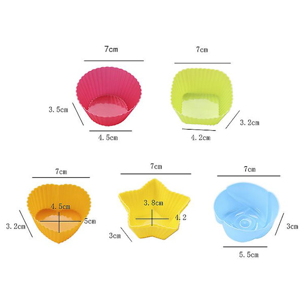 20 stk. genanvendelige silikone cupcakeforme - Nonstick muffinforme i tilfældig farve (hjerte)