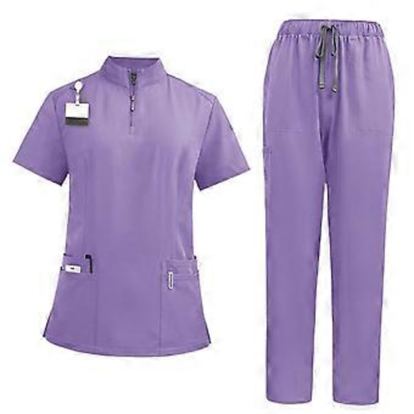 Skrubbset Mjuk Topp och Joggers Byxa för Djurvårdare Skönhetssalong SPA Kosmetologi (Ljuslila XXL) Light Purple XXL