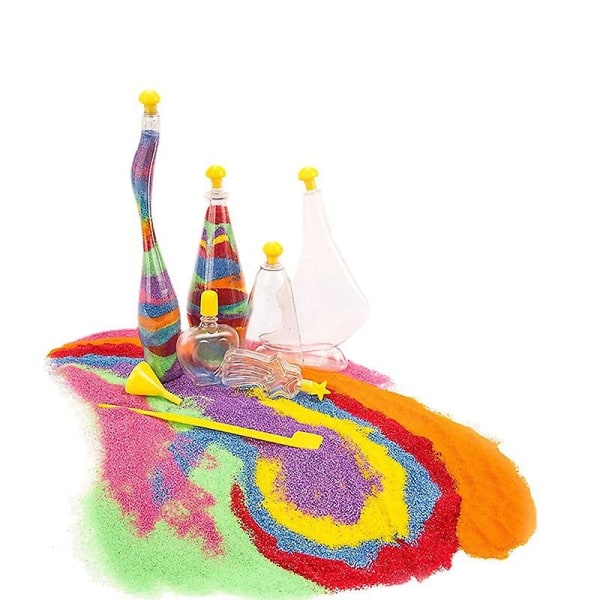 Skapa din egen sandkonst gör-det-själv-kit innehåller 4 sandflaskor &amp; Hängande flaskor med ljusa sandfärger, designverktyg &amp; Mer. Flerfärgad (A)