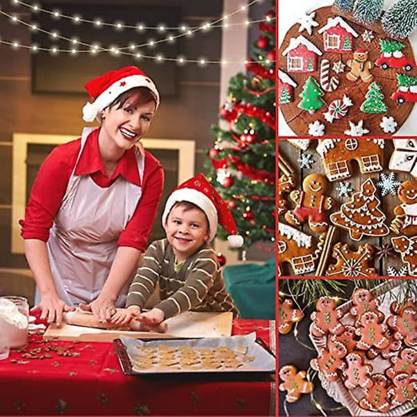 10 st julformade kakformar för bakning, julgran, snöflinga och fler former julkex/bakverksskärare