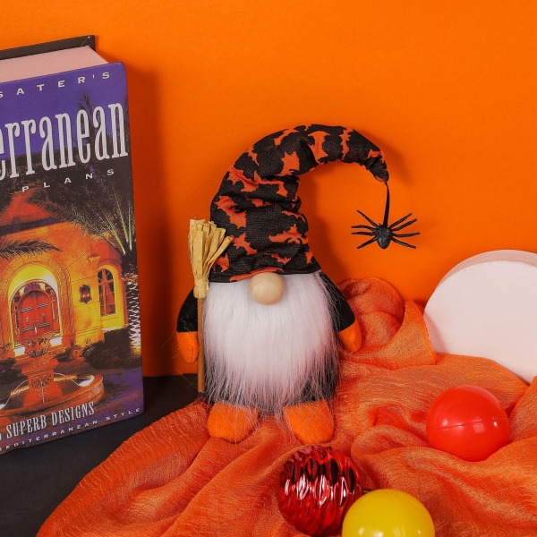 Halloween ansigtsløs dværgdukke, flagermus edderkop efterår høst plys de