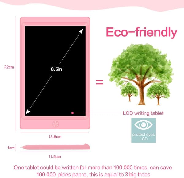 Farverig LCD skrivetablet 8,5 tommer, børns tegnetablet til