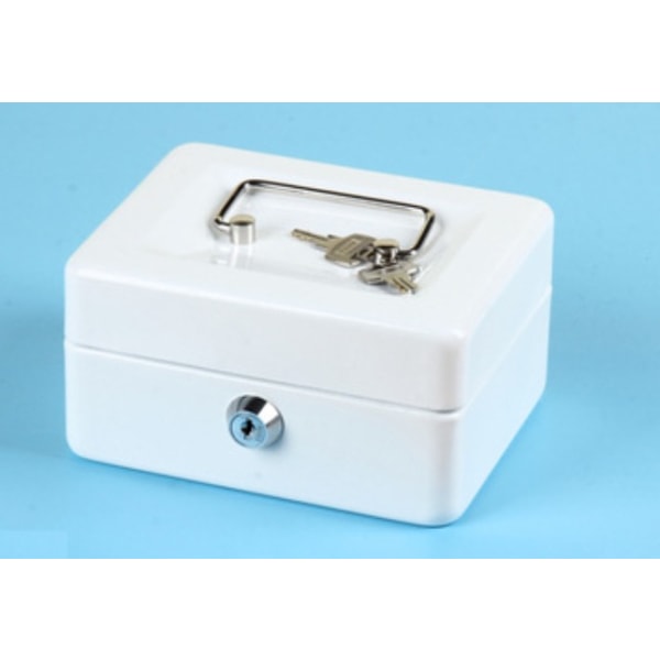 Hvit Safe Box Safe Låsbar med 2 nøkler Laget av stålplatelås