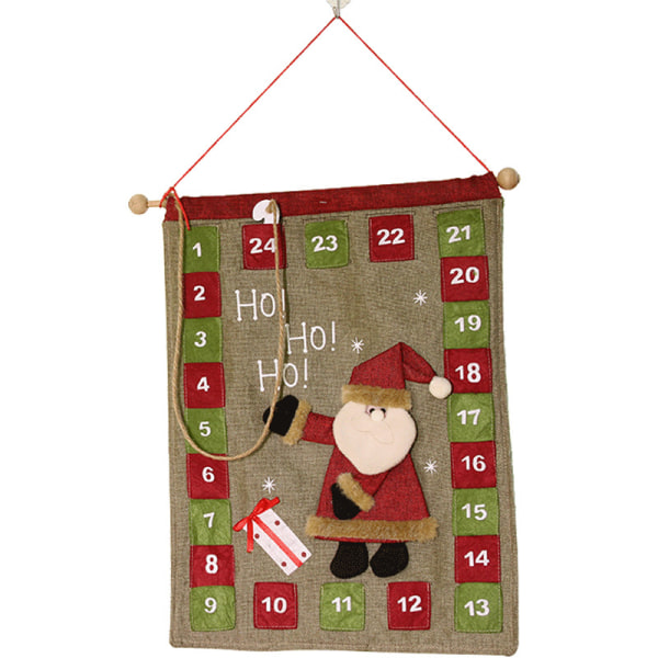 1PC adventskalender, juleadvent hengende kalender med 24 po