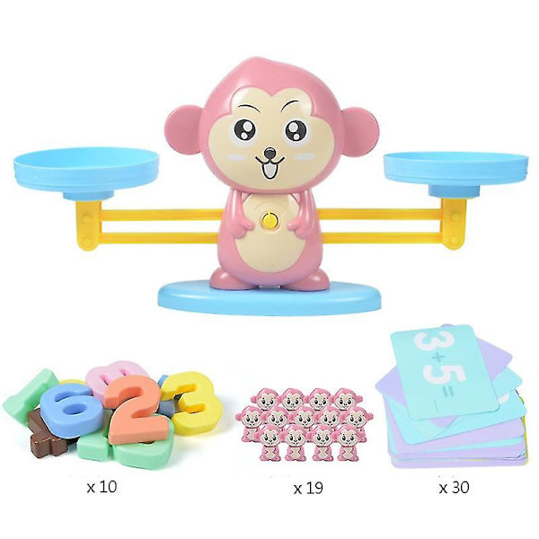Tasapaino Laskenta Cool Matematiikkapelejä - Stem Lelut Taaperoille（Pinkki apina）