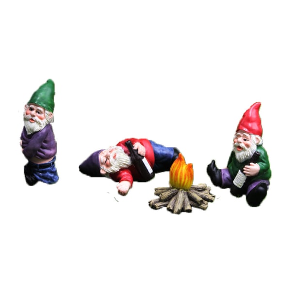 Miniatyr utomhusträdgårdstomtar prydnad, hartsalvstaty, rolig