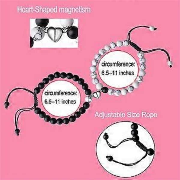 Matchande Kristallarmband för Par Evig Relation Armband Smycken Gåvor till Älskarepink white