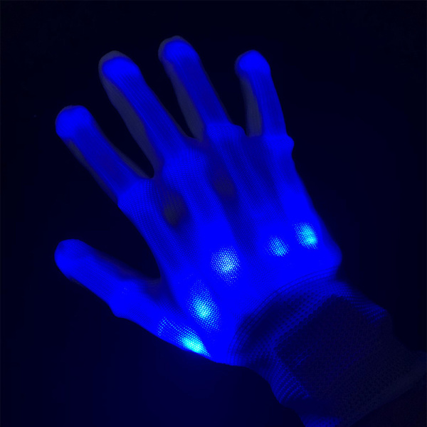 LED Skeletthandskar Blinkande Ljusleksaker för Pojkar Flickor Barn Tonåringar Fest/Ljusshow/Glow Party/Halloween/Jul/Födelsedagspresent (Stor Blå)