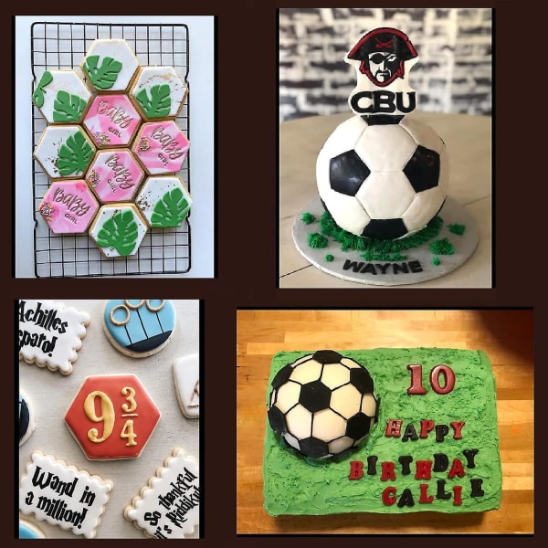 30 st fotbollsformade kakformar 3 storlekar hexagon kakfondantform roliga kexformar för kök DIY-hantverk