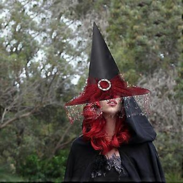 Noidanhattu Velhonhattu Velhottaren Hattu Naamiaisasuste Pipo Asusteet Terävä Hattu Halloweeniin, Karnevaaliin, Juhliin, Cosplayhin (Punainen) Red