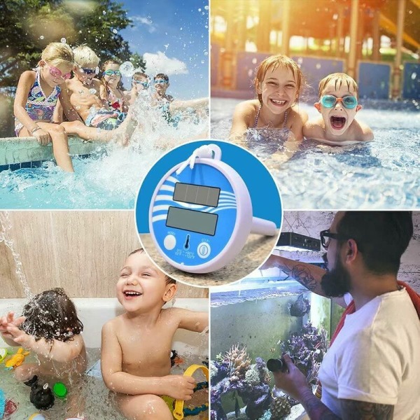 Flytende solcelledrevet bassengtermometer - Lett å lese Uknuselig solcelledrevet digitaltermometer - For alle svømmebasseng, spa, boblebad og dammer