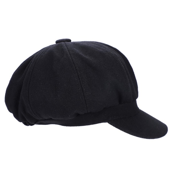 Baker Boy Cap Hat för kvinnor flicka basker franska mössor kepsar 8-panel varm ull Newsboy keps svart