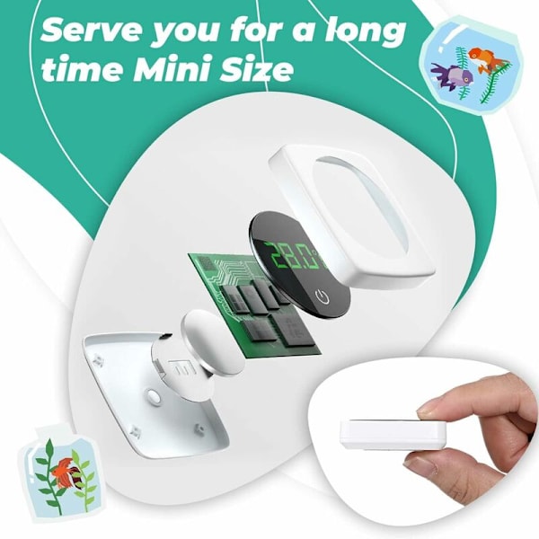 2 stk. elektroniske akvarie-termometre Mini LED digital termo