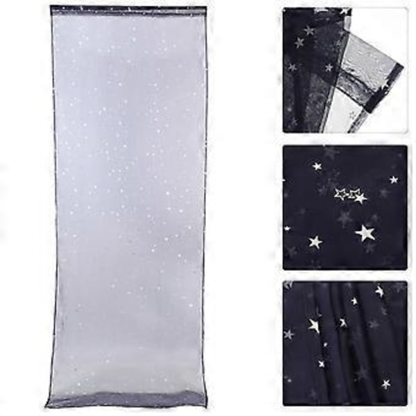 Home Fashion Tynde Gardiner med Øjer Romantisk Sølvstjerne Folie Vinduesbehandling til Pigeværelse Glitterstjerner Tynde Gardiner Panel