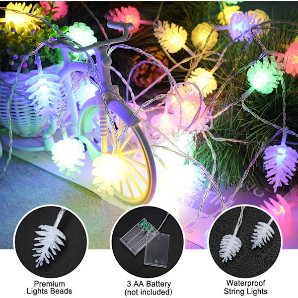 Joulu männynkäpy string valot 40 LED 19.68 jalkaa keiju valot