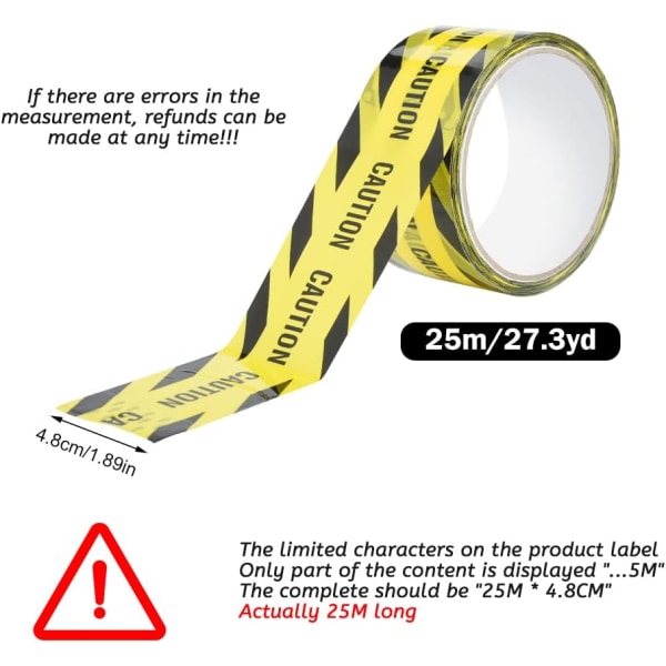 Warning Tape, 25M DO NOT ENTER Adhesive Safety Tapes Yellow Warni