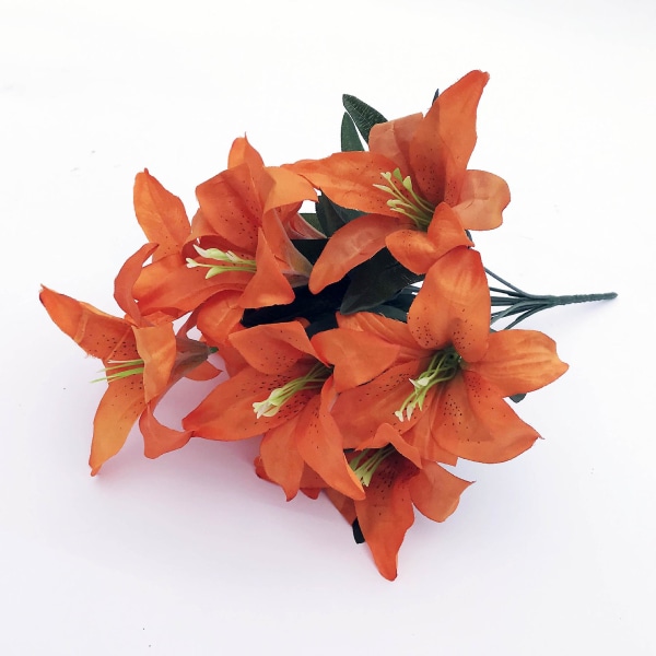 2st Simuleringslilja Konstgjorda Blommor Bukett Brudgåva Fake Lily För Fönster Fest Yard Bröllop Trädgård