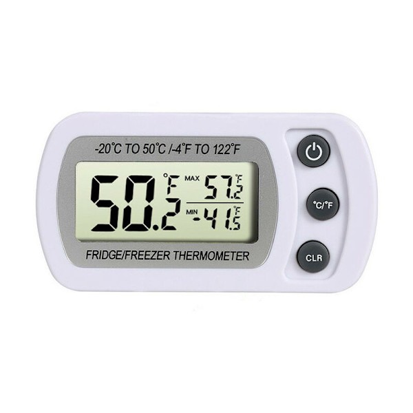 2 stk. digitalt kjøleskapstermometer, vanntett frysetermometer med krok