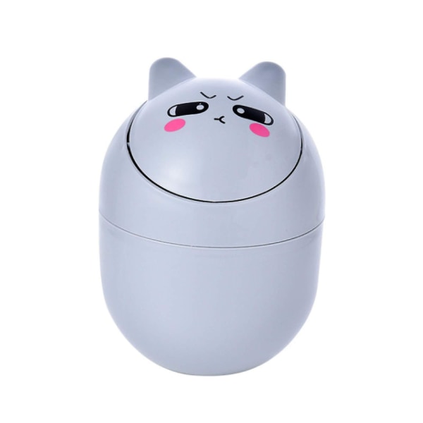 Desktop Trash Can Mini Desktop Trash Can Flip Open Cartoon Detachable Design Cute Style Household Storage Trash Can（Grey）