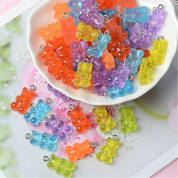 50 stk Resin Candy Color Gummy Bear anheng smykker til smykkefremstilling