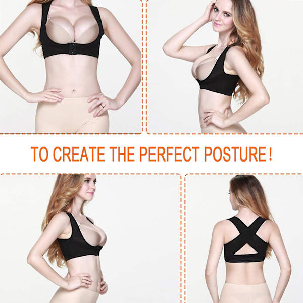 Postural stödjande behå för kvinnor Behå Push Up Ryggstöd Väst Shapewear Toppar X Bröstrem Ryggkorrigering S Svart