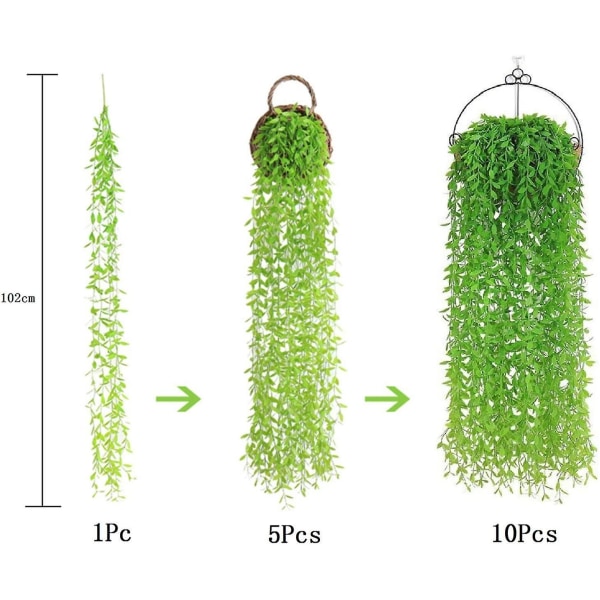 10 stk. Kunstige Vedbendplanter Vedbendblade Kunstig Girlande Kompatibel Med Bryllupsdekoration Balkon Køkken Have Kontor