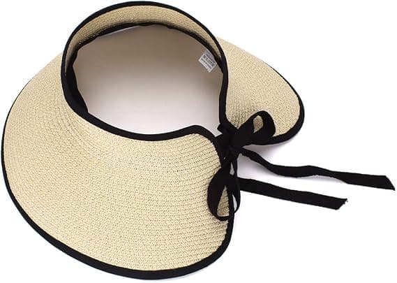 Halmhat til kvinder, solhat, justerbar, uden top, til strand, rejse, sommer