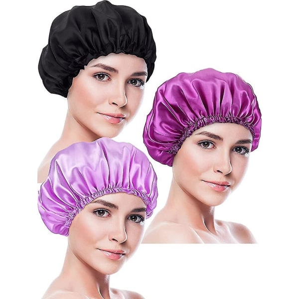 3 Pieces Sleeping Cap Satin Hood Night Headgear Sleeping Soft Hair Turbans