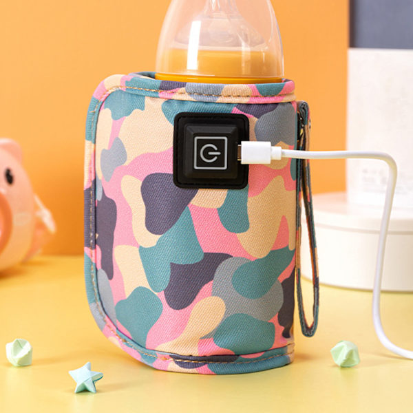 Babyflaskevarmer camouflage pink