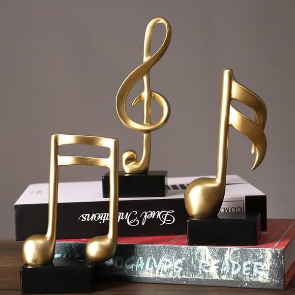 3 stk. dekorative skulpturer musiknode figurer diskantnøgle